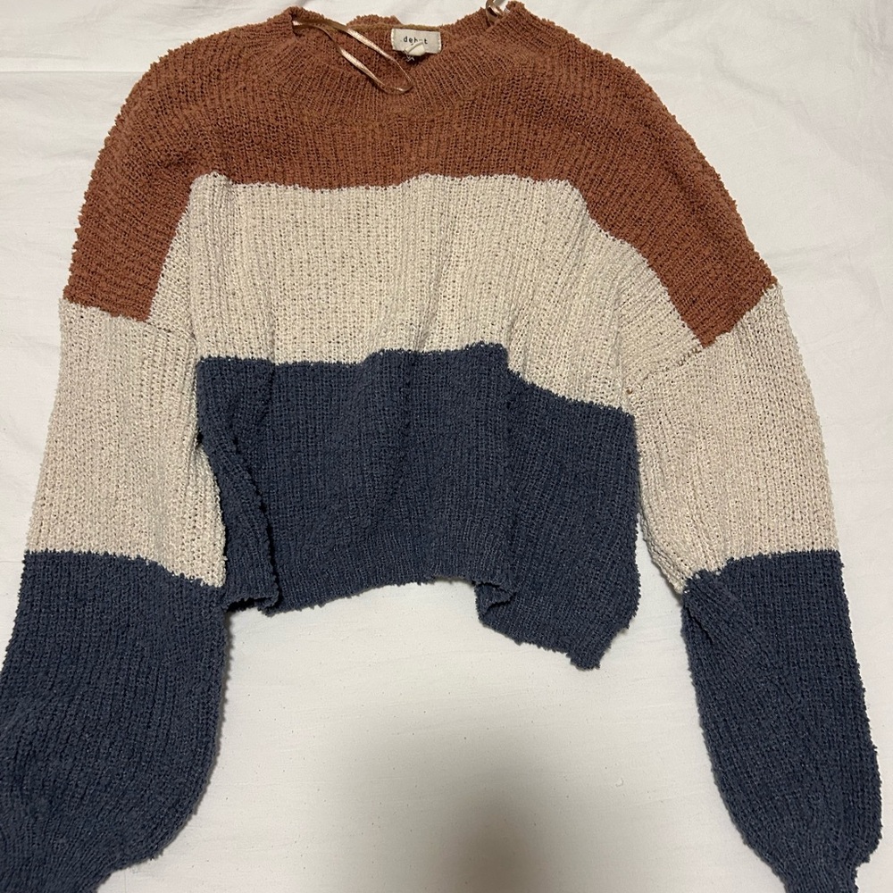 Colorblock Sweater with Balloon Sleeves